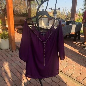 INC Medium Purple Cold Shoulder Blouse